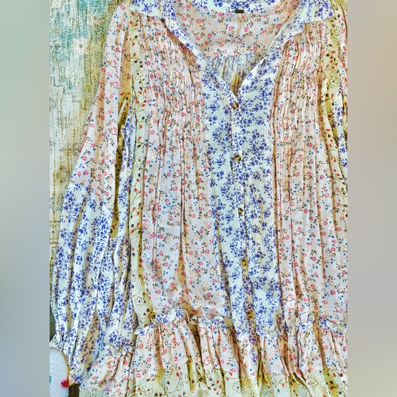 Free people floral patchwork ruffle tunic - Picture 4 of 6